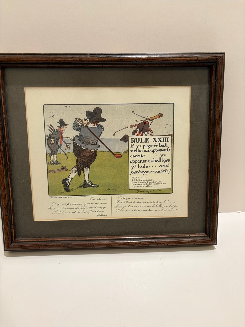 Perrier, Charles Crombie. Framed Golf Print - Rule XXIII